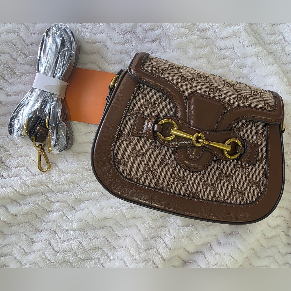 Casual Brown Monogram Crossbody Bag - Picture 2 of 12